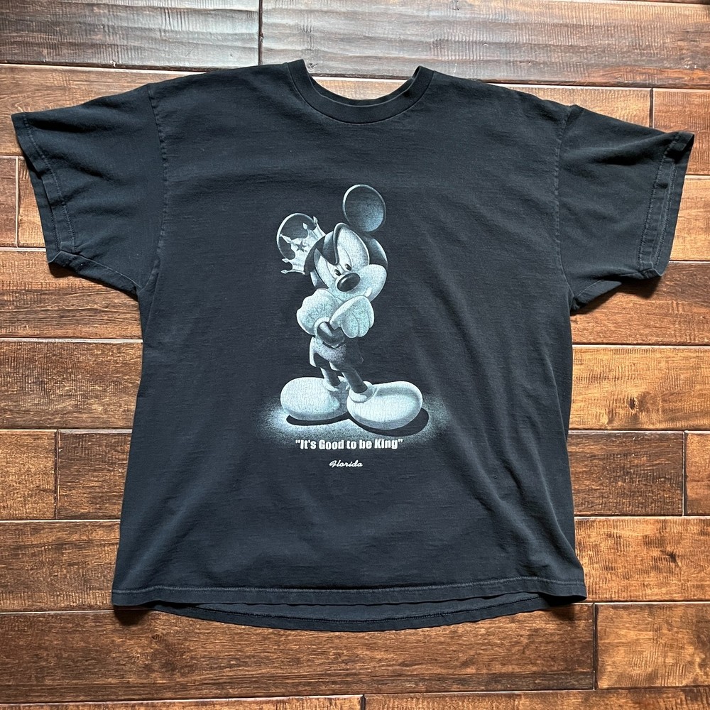 Vintage Mickey Mouse 00s It's Good to Be King Black T Shirt XXL Disney Florida